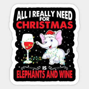 Christmas Elephants and wine Sticker